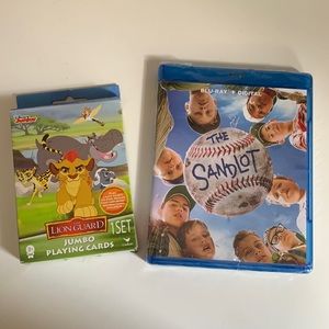 The Sandlot DVD Blu-Ray Movie and set of Lion King Jumbo Playing Cards